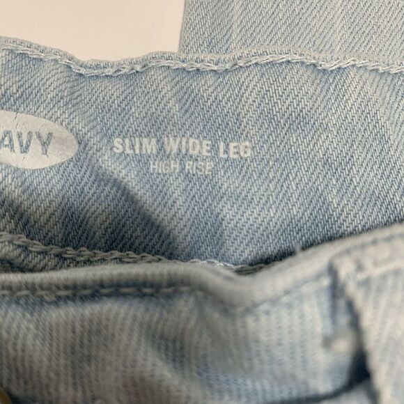 Old Navy Slim Wide Leg High Rise Light Striped Jean - Picture 6 of 8